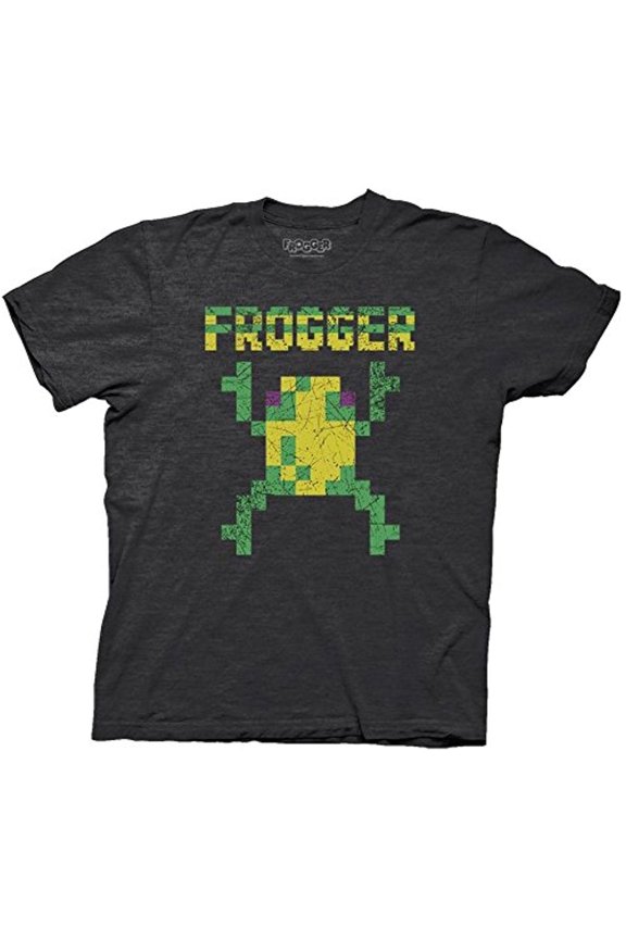 Vintage Distressed 8-Bit Frogger Adult T-Shirt Small Pepper