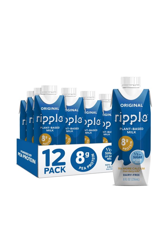 Original Non-Dairy Milk, Plant-Based, Shelf Stable, 8g Protein, 8 oz, Pack of 12 Vegan Drinks