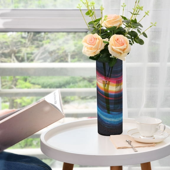 Ripple Pattern Plastic Vase 11.8'' x 3.9'' Transparent Non Breakable Decorative for Family