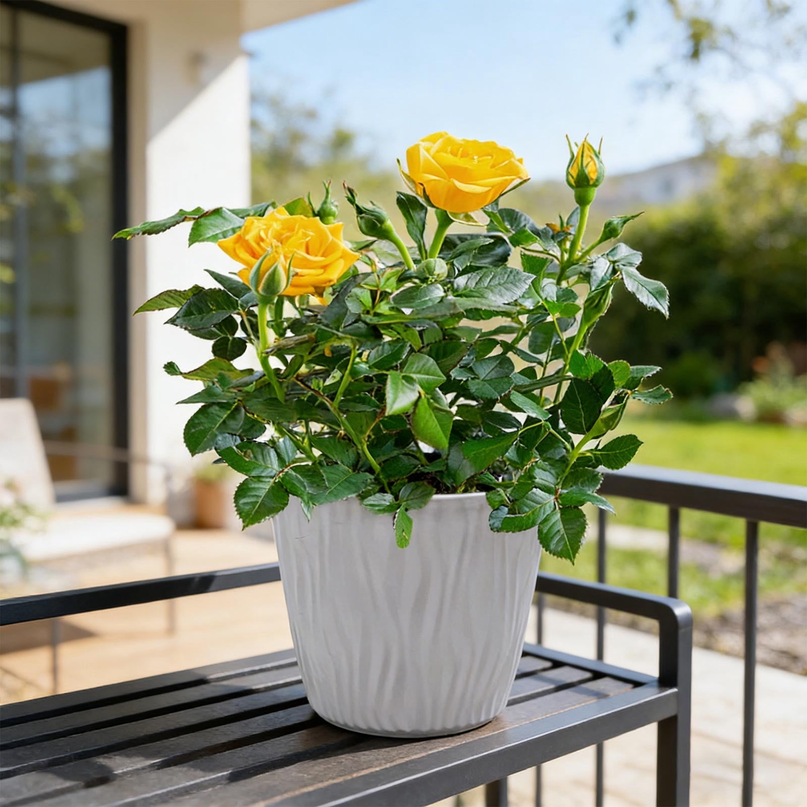 Ripple Pattern Round Plastic Flower Pot, 6.9x4.1 Inch Textured Planter ...