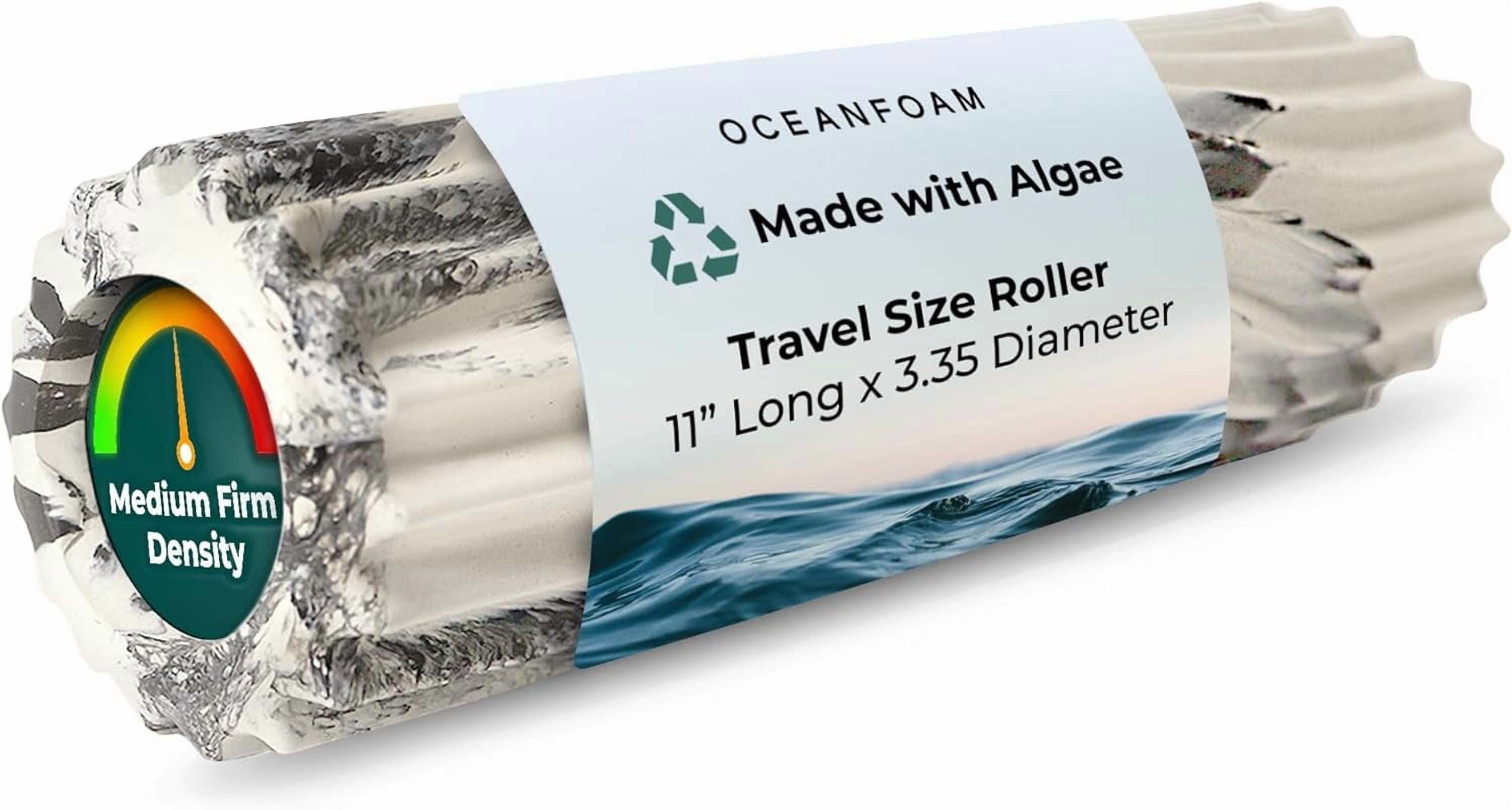 Ripple Travel Foam Roller (11" x 3.35") Firm Mini for Physical Therapy, Deep Tissue Massage, Back Pain - High Density, Ergonomic Wave Textured Yoga, Exercise (Black Marbled)