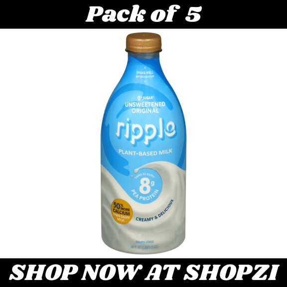 Ripple Unsweetened Original Plant-Based Milk 48 fl oz  5 Pack Dairy Free Non GMO