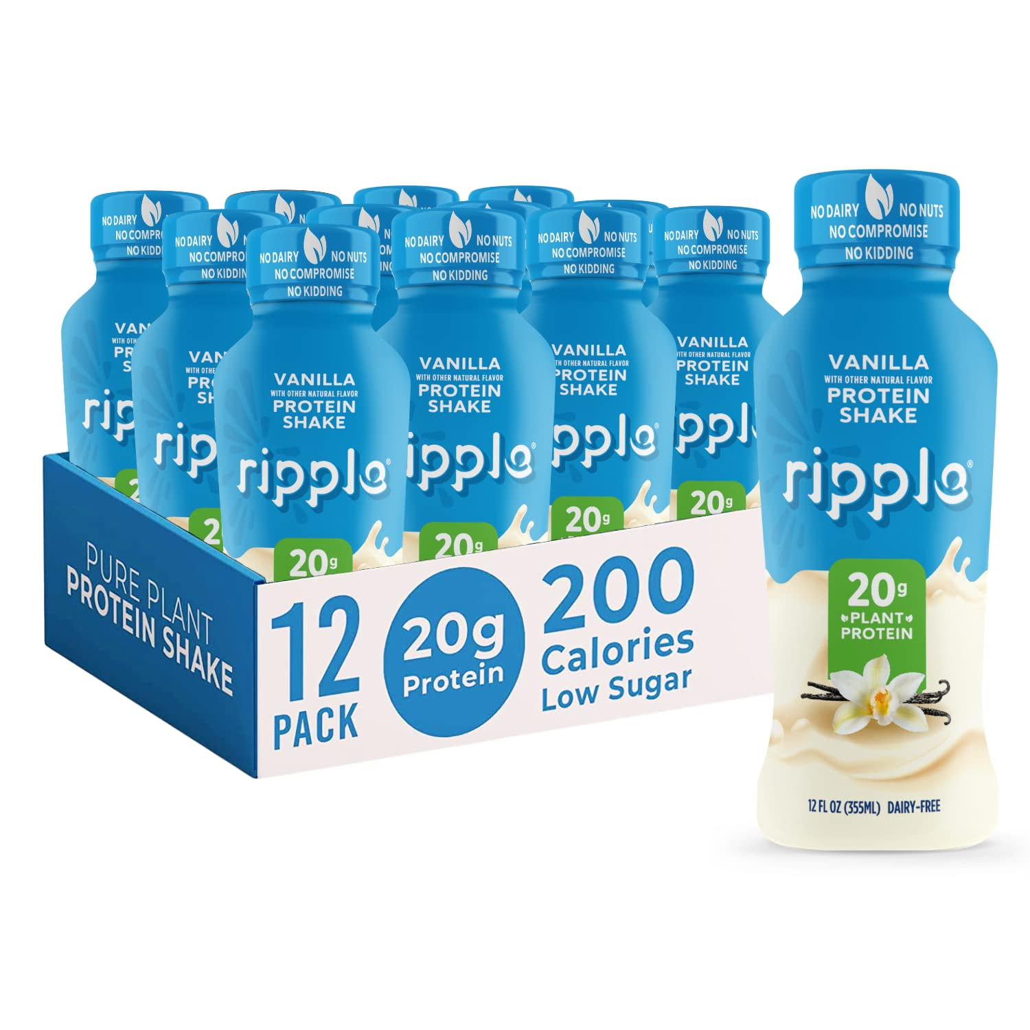 Ripple Vegan Protein Shake Vanilla 2g Nutritious Plant Based Pea