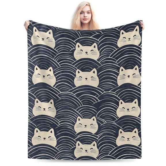 Ripple and Kitten Face Blanket Soft and cosy for all seasons 50x40