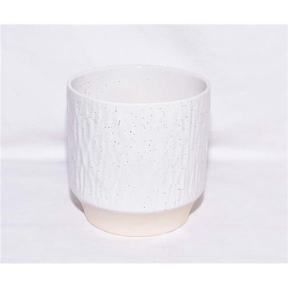 Rippled Ceramic Planter, White