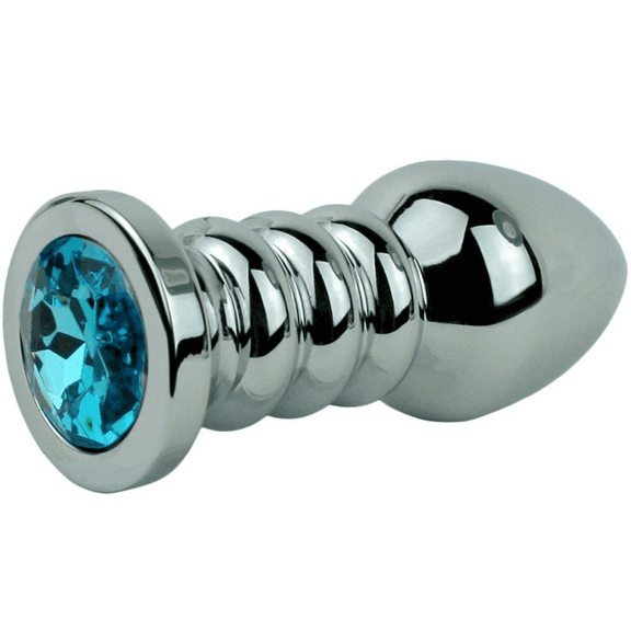 Rippled Jeweled Anal Plug | Smooth Texture | Tapered Shape | Ribbed Neck | Versatile for Temperature Play | Powerful Orgasms | Non-Porous | Carrying Bag | Backdoor Play | P-Spot | Small