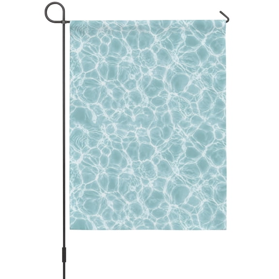 Rippled Liquid Wave Garden Flags For Outdoor, Modern Minimalist Blue Pool Water Light Grid Small Double Side Yard Flags Weather Proof Garden Decor for Lawn Outside Holiday 12 x 18 Inches