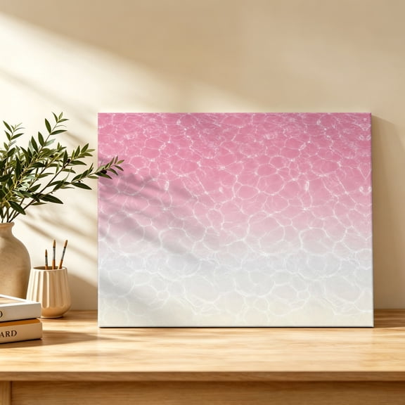 Rippled Liquid Waves Canvas Wall Art, Coastal Minimalist Pink Clear Pool Water Wall Art Prints Artwork Framed Canvas Ready to Hang Art Pictures for Bathroom Bedroom Entry Desk Corner 10" x 8"