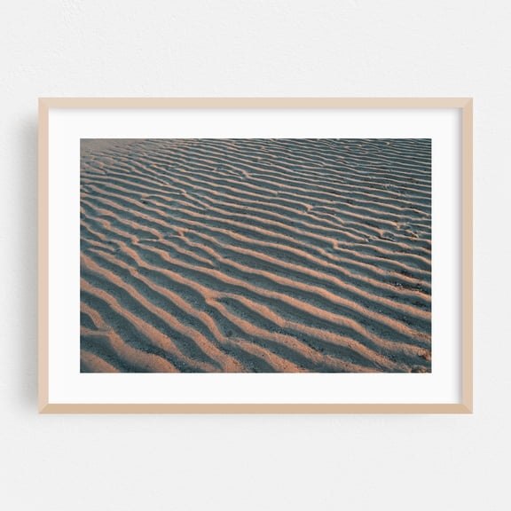 Rippled Sand Texture - Rockport Massachusetts Photography Desert Pattern Abstract Minimalist Nature Landscape Oak Framed Wall Art Print 24 x 36 inches