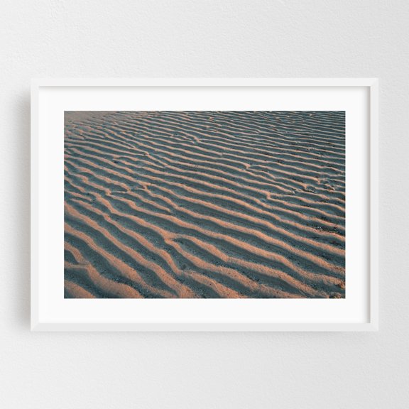 Rippled Sand Texture - Rockport Massachusetts Photography Desert Pattern Abstract Minimalist Nature Landscape White Framed Wall Art Print 5 x 7 inches