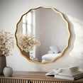 thumbnail image 1 of Ripples Gold Round Metal Modern Wall Mirror, 1 of 6
