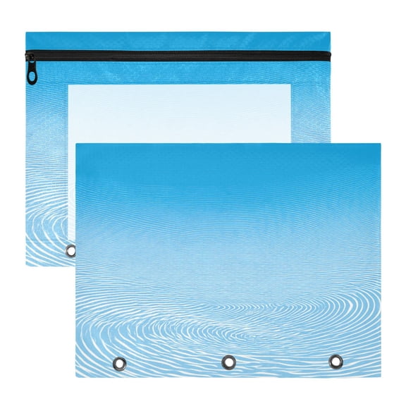 Ripples in Water 3-Ring Binder Pouches A4 Size Zipper Pocket File Storage 2 Packs