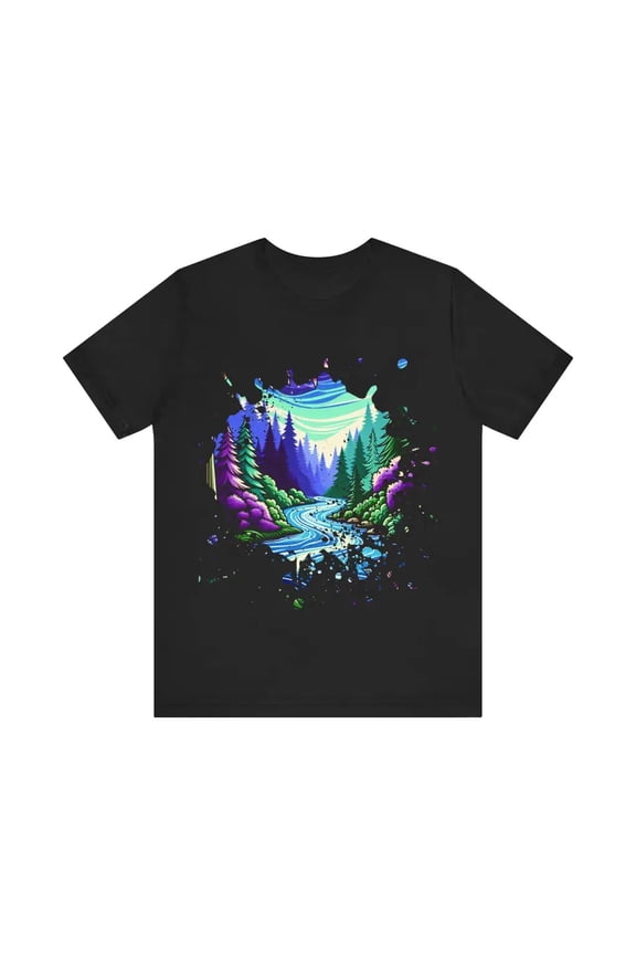 Rippling Stream through Evergreen Expanse - Jersey Short Sleeve Tee