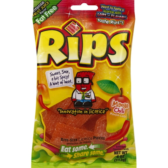 Rips Bite Size Mango Chili Licorice Chewy Candy, 4 ozRDC31