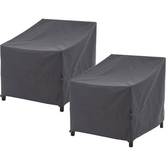 Ripstop PU Coated Outdoor Lounge Chair Cover, Waterproof UV Protection Furniture Cover with Corner Click Straps, Air Vent & Reinforced Handles, Fits 43W x 42D x 42H Inches