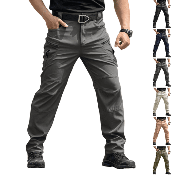 Ripstop Pants Mens Stretch with Multi Pockets Hiking Outdoor Work Cargo Pants Gray S