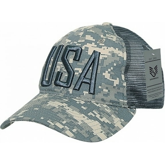 Rapid Dominance Ripstop Mens Embroidered USA Trucker Cap Hat (Camo Digital)