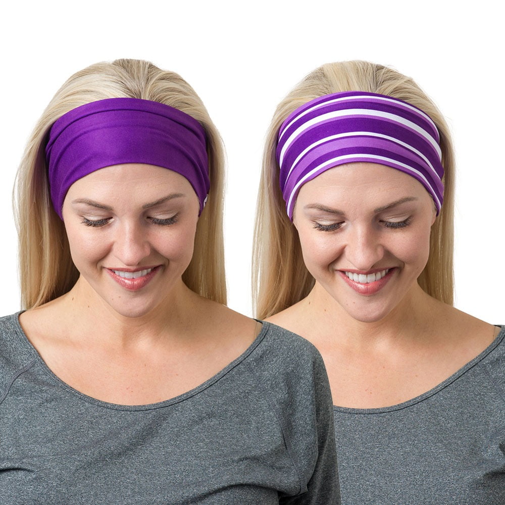 RiptGear Yoga Headbands for Women and Men 2 Pack Purple