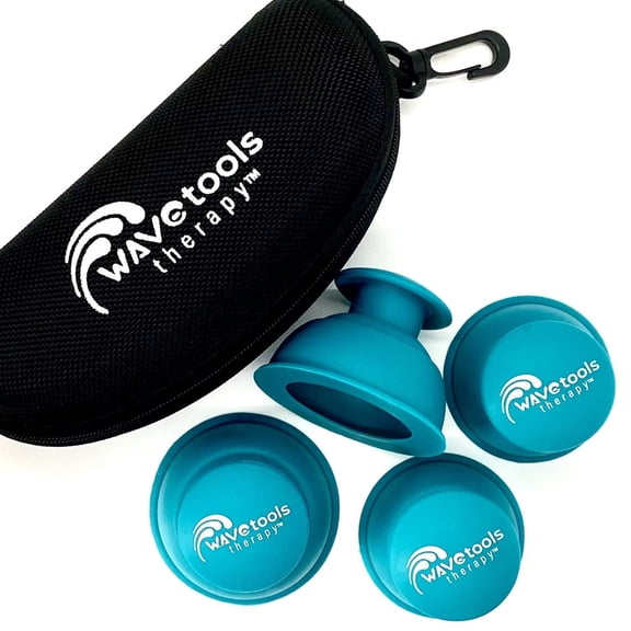 "Riptide" Sport Cupping set of 4 push cups in case ideal for dynamic cupping, two suctions strengths
