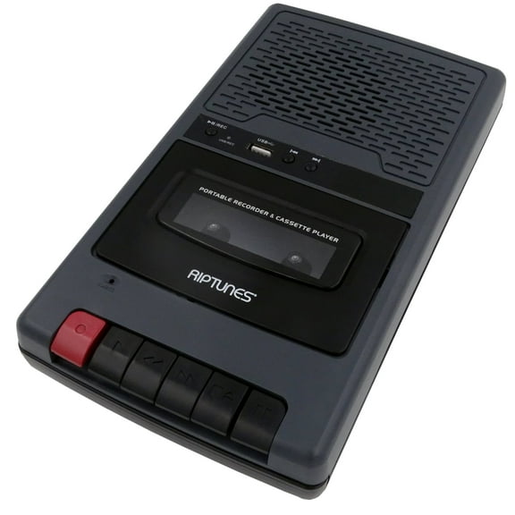 Riptunes Cassette Recorder Player, Tape to USB and Cassette to MP3 Converter, USB Player w/ Built-in Microphone
