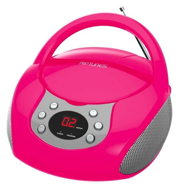 Riptunes Portable Boom Box CD Player Black Auxin CD, AM/FM Radio for