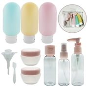 Rirool 11 Pack TSA Approved Travel Bottles Set, Leak Proof Refillable Toiletry Containers with Spray Bottle, Cream Jars, Funnel & Waterproof Bag for Shampoo, Lotion & Conditioner