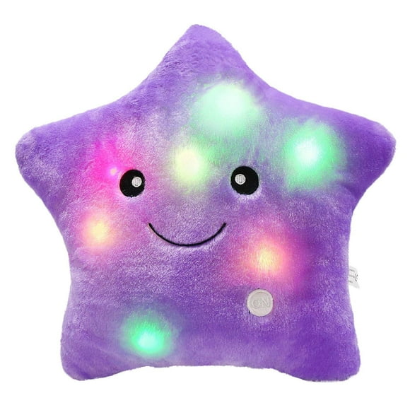 Rirool 14'' Creative Twinkle Star Glowing LED Night Light Plush Pillows Light up Stuffed Animal Toys Birthday for Toddler Kids(Purple)