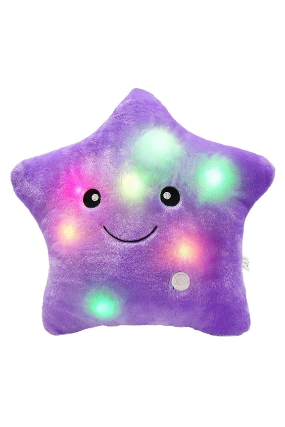 14'' Creative Twinkle Star Glowing LED Night Light Plush Pillows Light up Stuffed Animal Toys Birthday for Toddler Kids(Purple)