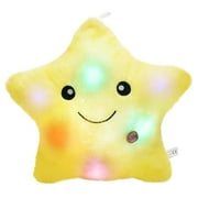 Rirool 14 Inch Yellow Light Up Star Plush Pillow, Twinkle LED Stuffed Animal Night Light Cushion with Color Changing Glow, Soft PP Cotton Star Toy Gift for Kids