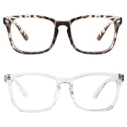 Rirool 2 Pack Blue Light Blocking Computer Glasses, White and Leopard Frames Anti Eyestrain UV400 Screen Glasses for Women Men Reading Gaming TV Phone Office Wo