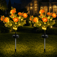 thumbnail image 1 of Rirool 2-Pack Orange Solar Peony Flower Garden Stake Lights, Warm White LED Outdoor Waterproof Decorative Lights with Auto On/Off for Yard Lawn Patio Pathway Walkway Flower Bed Decor, 1 of 8