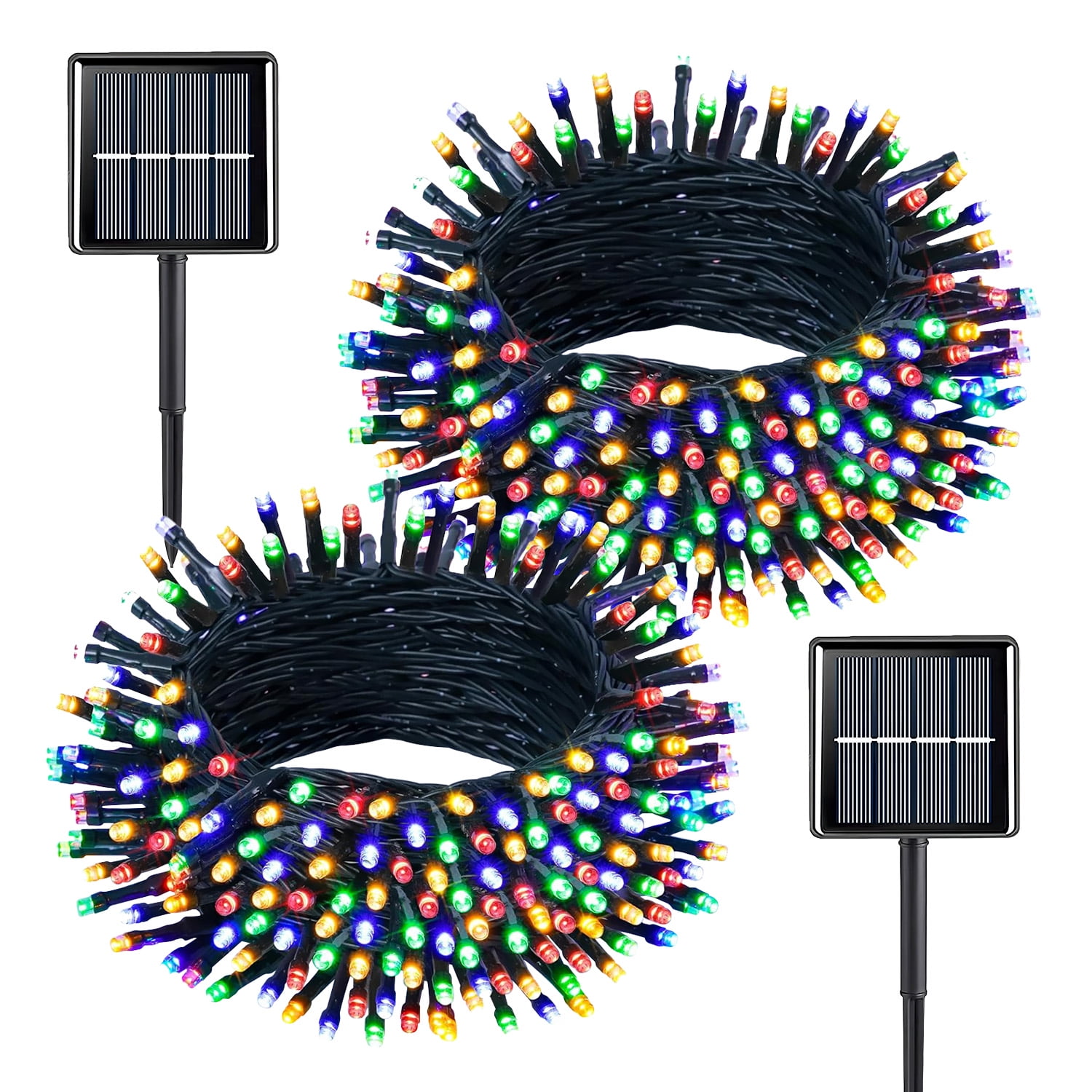Rirool 2Pack Solar Christmas Lights 100LED 39ft Waterproof Multicolor