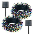 Rirool 2Pack Solar Christmas Lights 100LED 39ft Waterproof Multicolor String Lights with 8