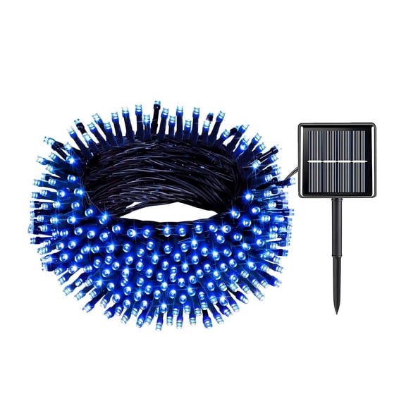 Rirool 200LED 72ft Blue Solar Christmas Lights - Waterproof Outdoor String Lights with 8 Modes for Garden, Party, Tree - Halloween and Christmas Decorations