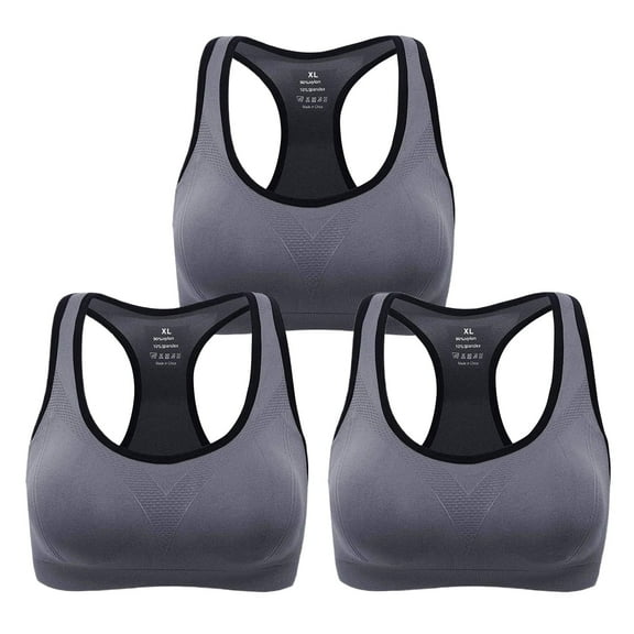 Rirool 3-Pack Women's Racerback Sports Bras, High-Impact Workout Yoga Gym Activewear Fitness Bra XL