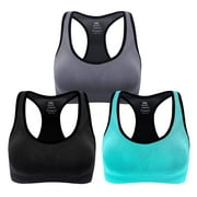 Rirool 3-Pack Womens Racerback Sports Bras, High-Impact Workout Yoga Gym Activewear Fitness Bra XXL