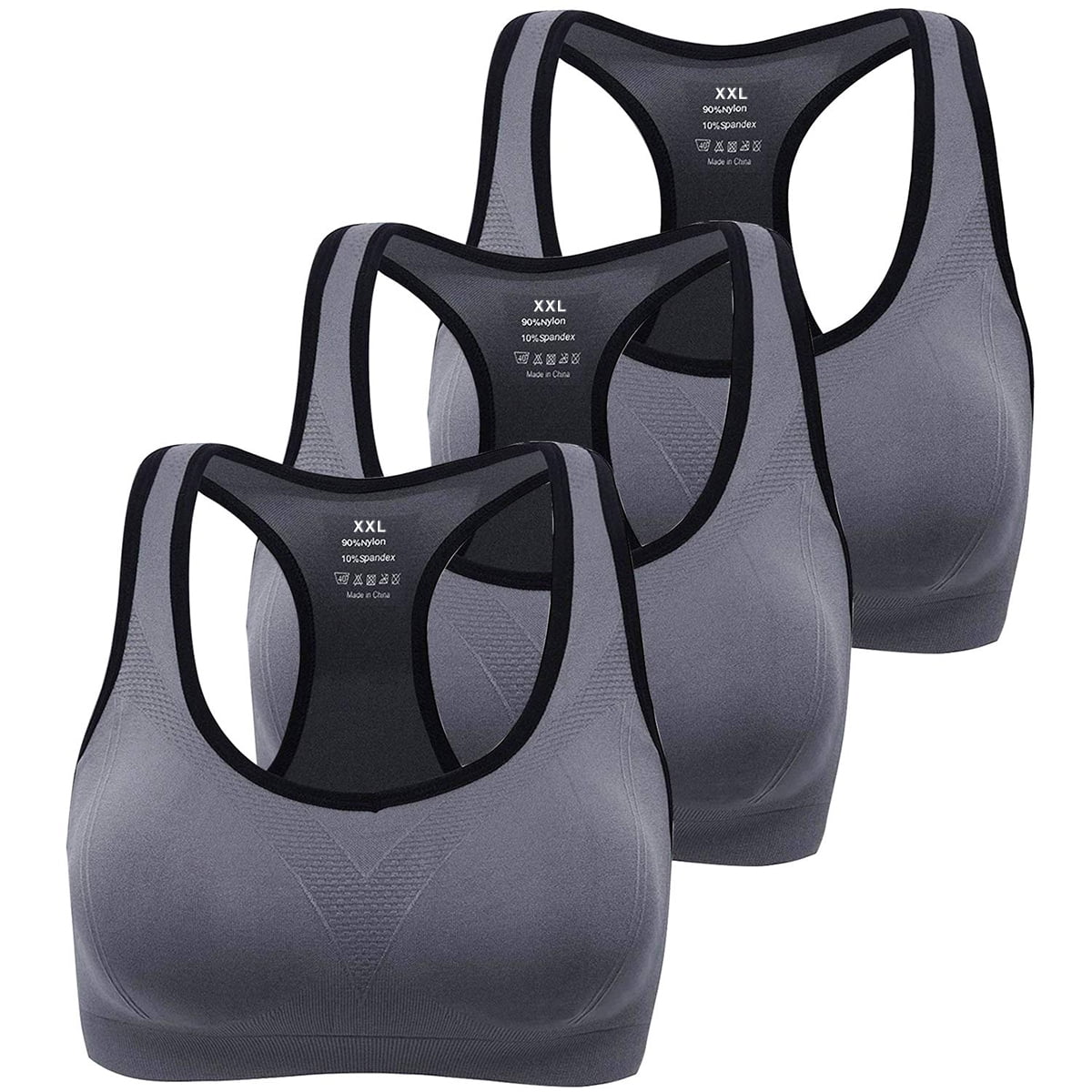 Rirool 3Pack Women's Racerback Sports Bras, HighImpact Workout Yoga