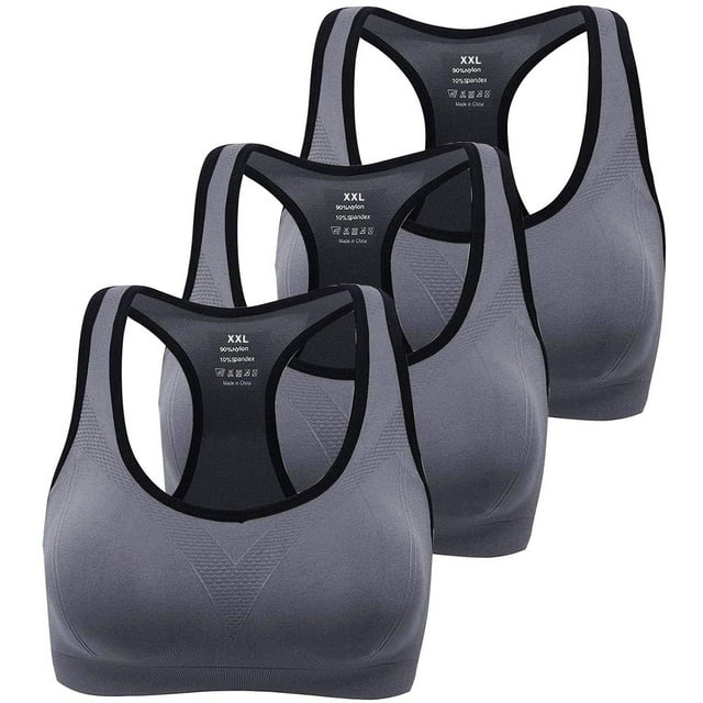 Rirool 3Pack Women's Racerback Sports Bras, HighImpact Workout Yoga