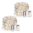 thumbnail image 1 of Rirool 2-Pack 33ft Cool White LED Fairy String Lights, Battery Operated Copper Wire Fairy Lights with Remote, 8 Modes, Timer, IP65 Waterproof Decor for Bedroom, Wedding, Patio, Garden, 1 of 8