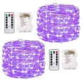 thumbnail image 1 of Rirool 2-Pack 33ft Purple LED Fairy String Lights, Battery Operated Copper Wire Fairy Lights with Remote, 8 Modes, Timer, IP65 Waterproof Decor for Bedroom, Garden, Party, Wedding, 1 of 8