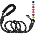 thumbnail image 1 of Rirool 5ft 1/2in Black Nylon Rope Dog Leash, Heavy Duty Reflective Pet Lead with Soft Padded Anti-Slip Handle and Metal Clasp for Medium Large Dogs 18-120 lb, Walking Training Running, 1 of 6