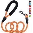thumbnail image 1 of Rirool 5ft 1/2in Orange Nylon Rope Dog Leash, Heavy Duty Reflective Pet Lead with Soft Padded Anti-Slip Handle and Metal Clasp for Medium Large Dogs 18-120 lb, Walking Training Running, 1 of 6