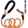 thumbnail image 1 of Rirool 5ft Nylon Rope Dog Leash for Large & Medium Dogs 18-120 lbs, Highly Reflective,Anti-Slip Grip, Orange, 1 of 6