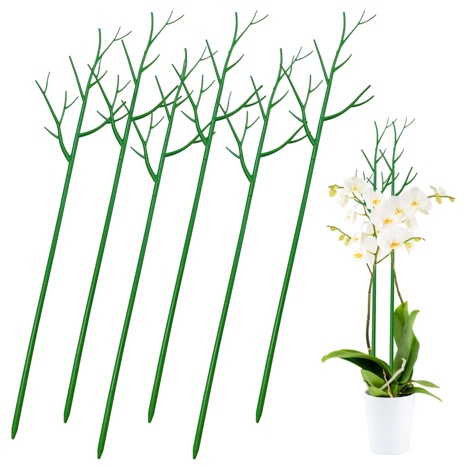 Rirool 6 Pack Adjustable Twig Plant Support Stakes - 39.4" Green ...