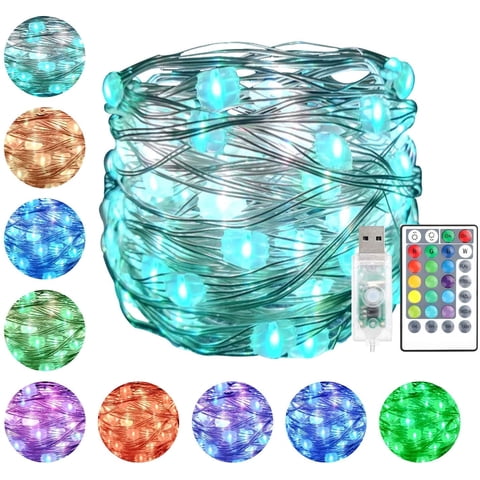 Rirool 66ft RGB LED Fairy Lights with Remote, USB Powered String Lights for Indoor Outdoor Christmas Wedding Party Decor