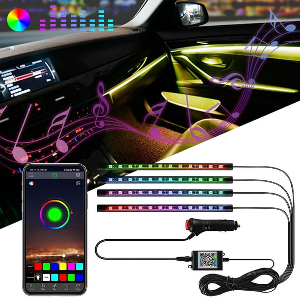 Rirool Car Interior Lights with APP Control, 4 Pcs 16 Million Multi