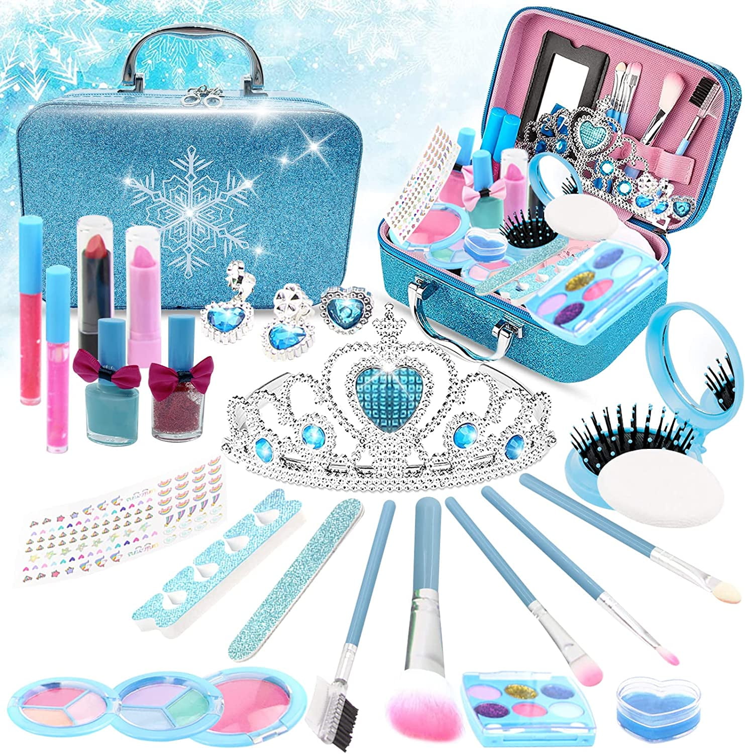 Rirool Creative Pretend Play Toy - 25-Piece Princess Set with Handbag, Makeup, and Accessories for Role Playing Ages 3 4 5 6 7 8 Years and Up