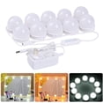thumbnail image 1 of Rirool Hollywood Vanity Mirror Lights - 10 Dimmable LED Bulbs, 3 Colors (White/Natural/Warm), 5 Brightness Levels, USB Powered, Stick-On with 3M Tape for Makeup, 1 of 9
