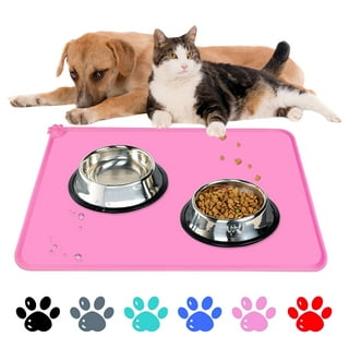 Dog Mat for Food and Water - 39.4 x 27 Large Pet Feeding Mats with  Residue Collection Pocket - Waterproof Dog Cat Bowl Mat with High Edges to