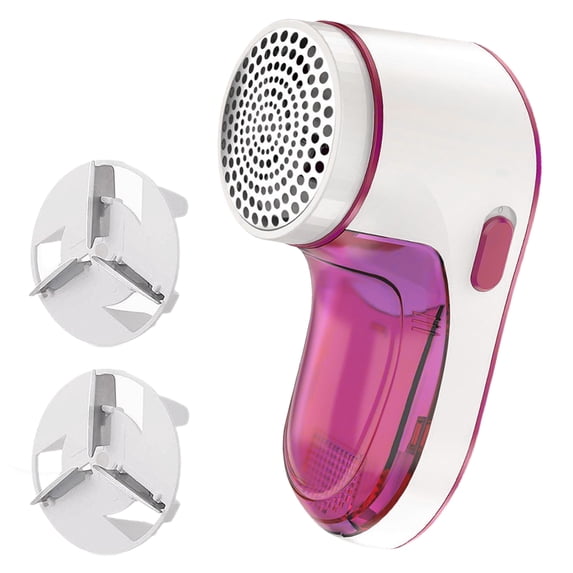 Rirool Electric Fabric Lint Remover & Sweater Shaver, USB Rechargeable Fuzz Defuzzer with 3 Stainless Steel Blades, Dual Protection, Red